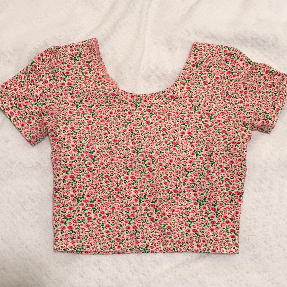 American Apparel Short Sleeve Crop Top - Floral